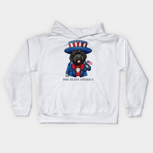 Funny 4th of July Bouvier des Flandres Dog Bless America Kids Hoodie